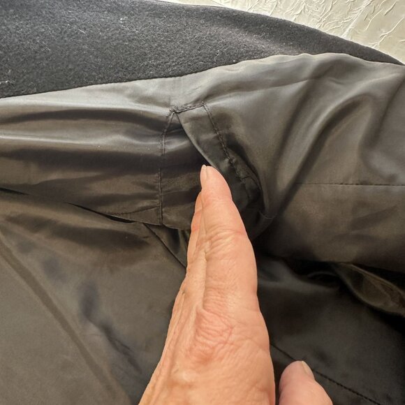 Fleet Street Womens Hooded Black Zip Up Coat Wool Blend Medium Jacket - Picture 9 of 16